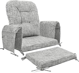 SINOSSO Glider Rocker Cushion Set (5 Pcs), Soft Blended Fabric High-Density Support Foam Seat