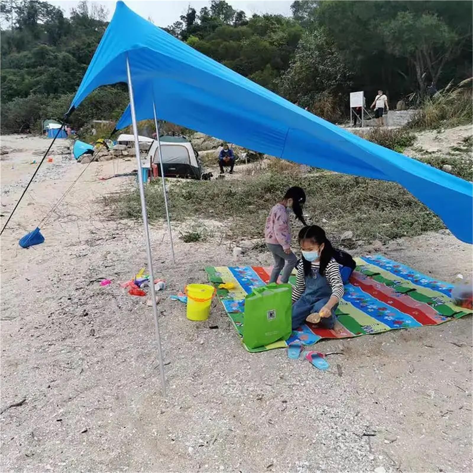 Piquets de Tente Tiges de Tente, Poteau bâche léger, Support d'auvent d'abri réglable, poteaux Remplacement for tentes Plage Pliables