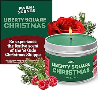 Liberty Square Christmas Candle - 8 oz Authentic Imitation of Ye Old Christmas Shoppe Scent at Disney - Holiday Candle with Green Leaves, Pine, Clove, and Musk - Perfect for Christmas Gifts & Decor