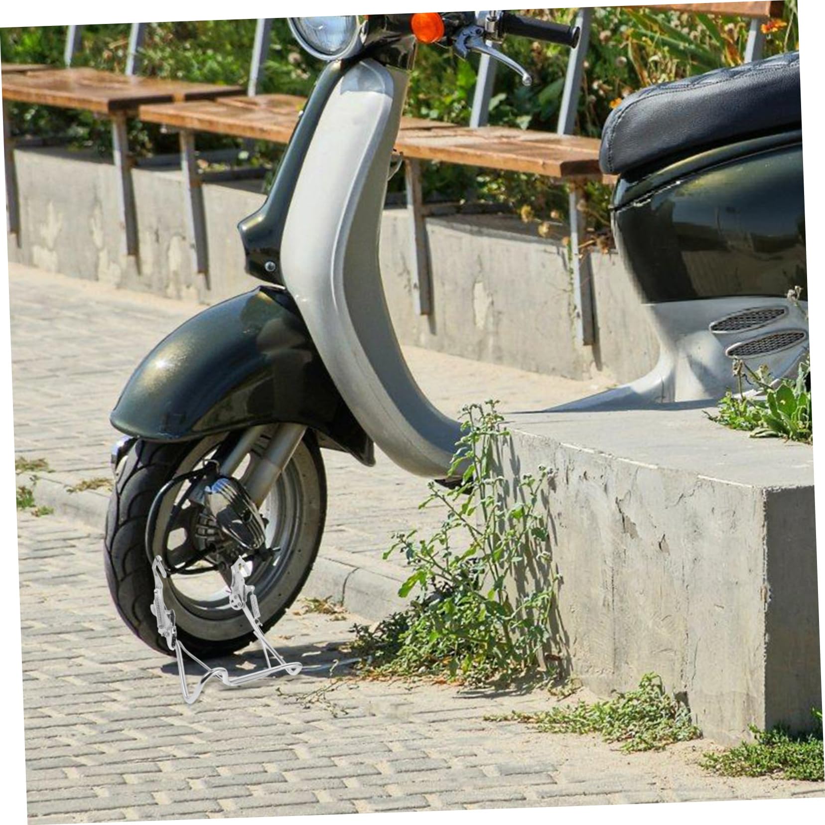Kisangel Béquille Double de Électrique Support Stable Acier Réglable Pièce de Scooter Électrique Accessoire pour Vélos Stationnement Sécurisé Remplacement de Béquille