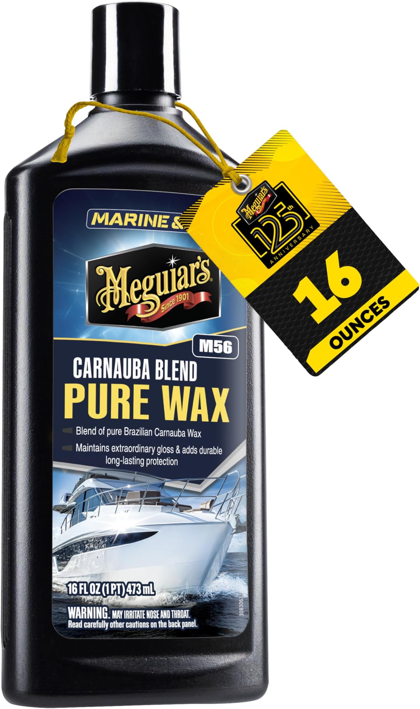 Meguiar’s Marine/Rv Pure Wax Carnauba Blend, Boat Wax/Marine Wax, Boat Polish That Delivers Long-Lasting Protection; Use On Gel Coat, Fiberglass And Painted Finishes On Boats And Rvs - 16 Oz Bottle