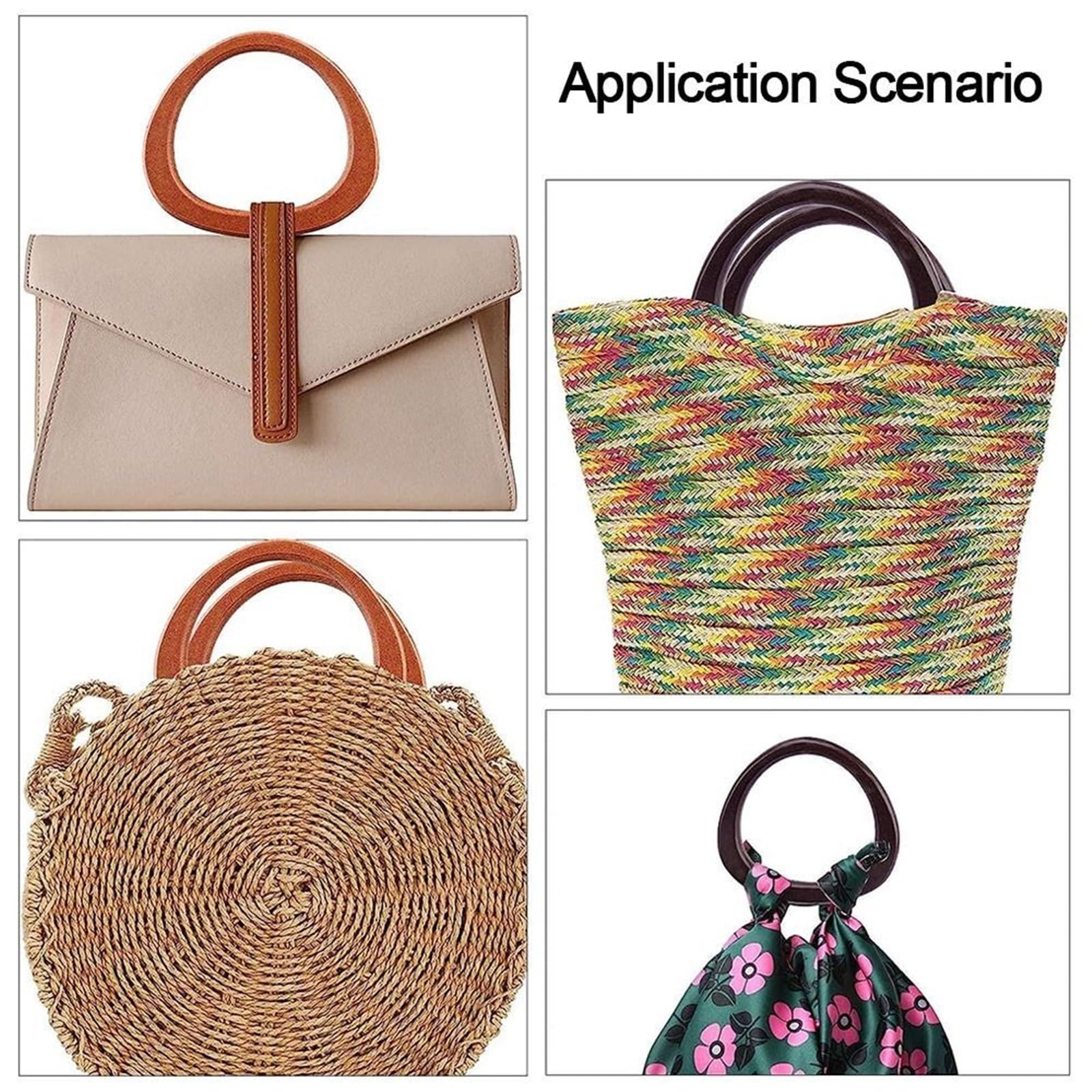 Bolsa de madera en forma D 4 piezas Para Bolsos
