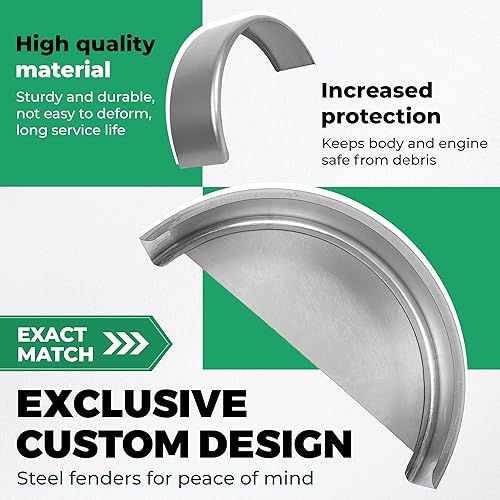 Miniatura 7 de HECASA Guardabarros redondos de acero de un solo eje y respaldos de guardabarros para ruedas de 14 a 16 pulgadas, 32 x 9 x 15 pulgadas (2 piezas)