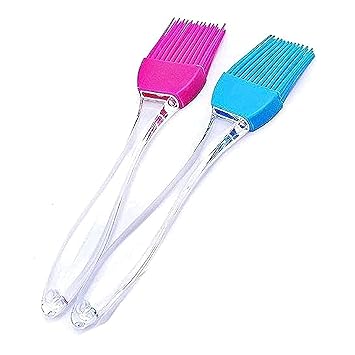 SR Flat Pastry Brush/spatula | Multi-Purpose Silicone Durable Easy Use | Oil Cooking Brush for Grilling, Tandoor, Cooking, Baking, BBQ | Brush for Cooking | Cooking Tools | Multicolor - Set of 2