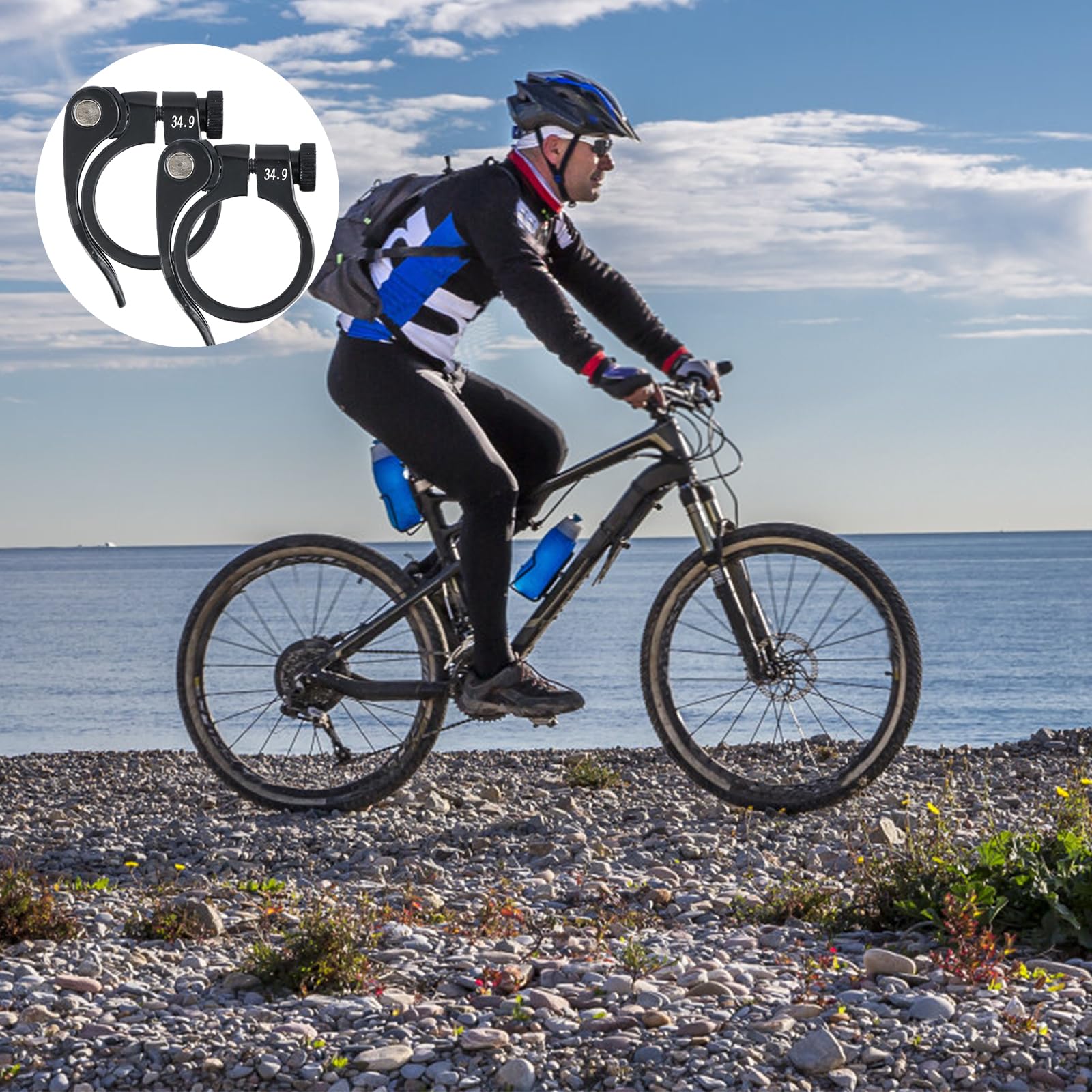 2 pezzi Collarino reggisella, Robusto e durevole Collarino reggisella in Lega di alluminio, Regolabile Morsetto del Sedile per Mountain bike Bici da strada e Bici pieghevoli, Nero (34.9mm)