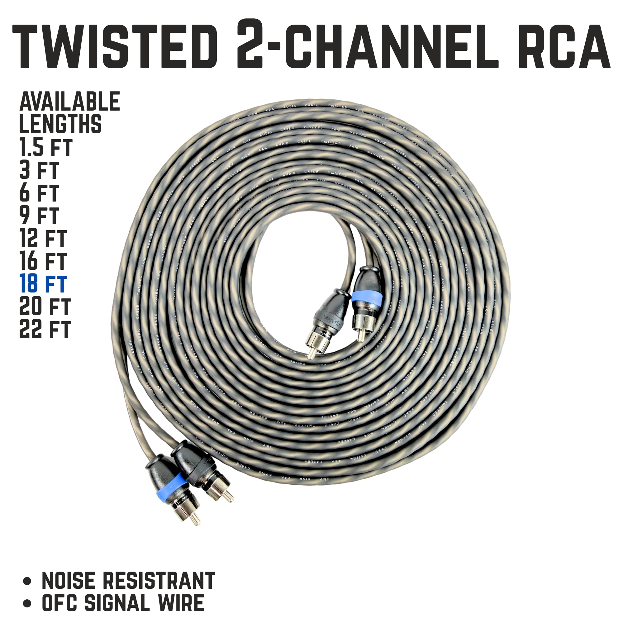 Cielo alto 2 canales de audio coche trenzado 6 ft RCA Cables con 6 de cobre libre de oxígeno