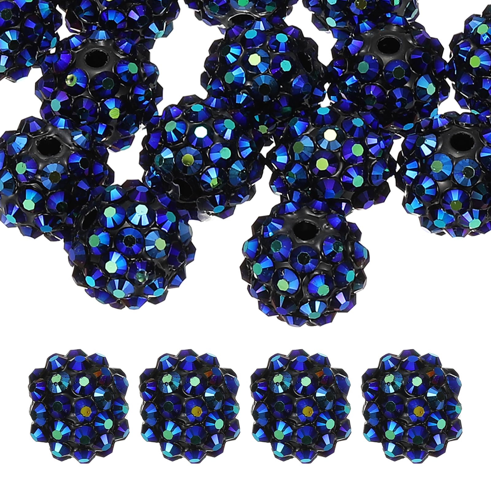 Perles strass résine 14mm PATIKIL noir bleu pour fabrication bijoux collier bracelet DIY