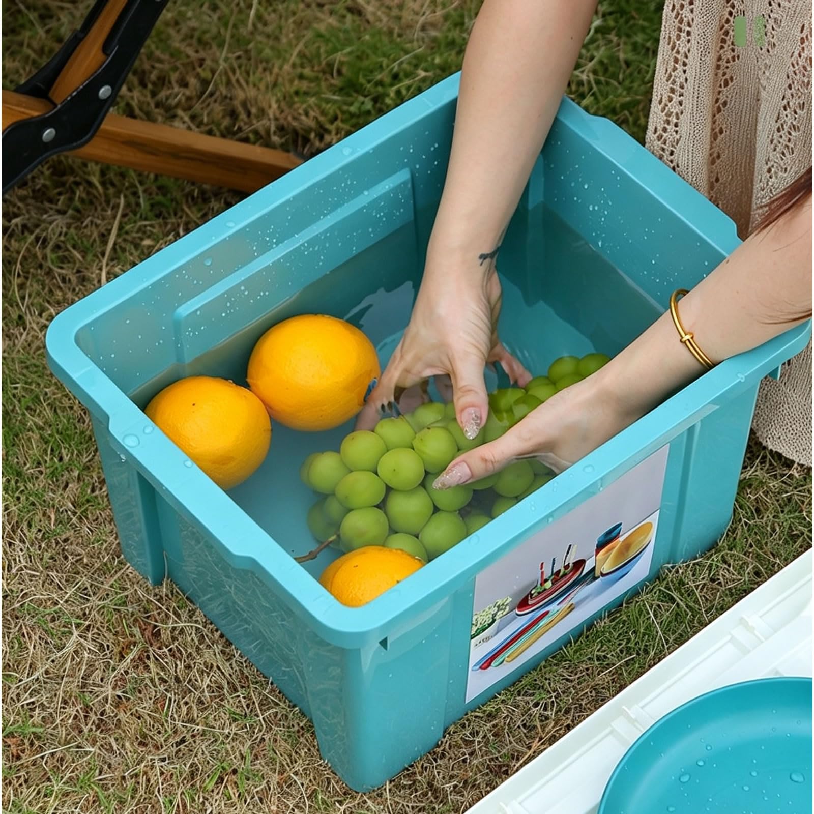 Juego deVajilla de Camping Reutilizable 8 Personas con Caja | Apto para Microondas y Lavavajillas, Duradero, Portátil, Antideslizante, Apilable, Ideal para Picnics Fiestas Viajes