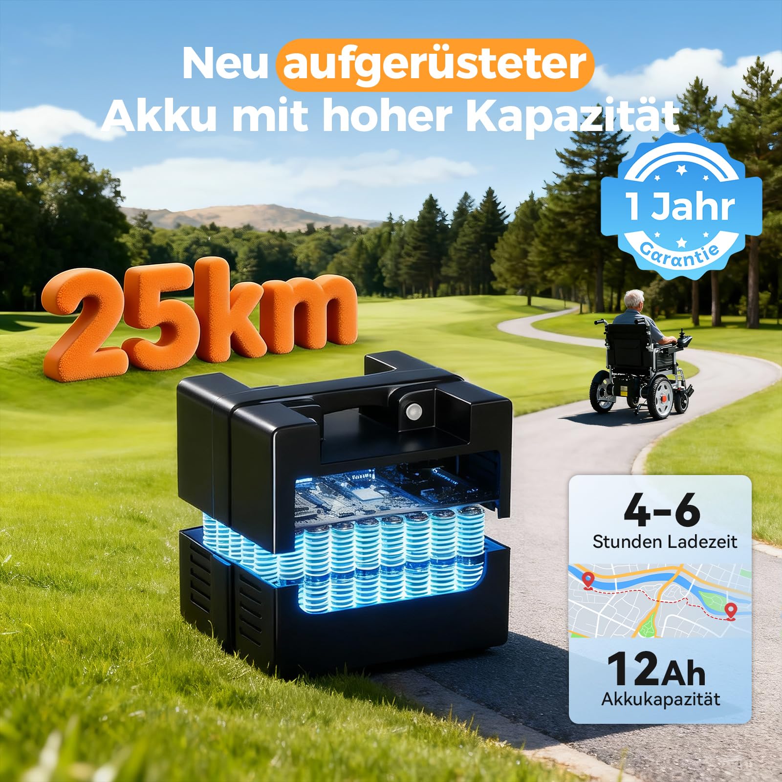DAIHAIY Faltbar Elektrischer Rollstuhl Klappbar, breit sitz 50 cm