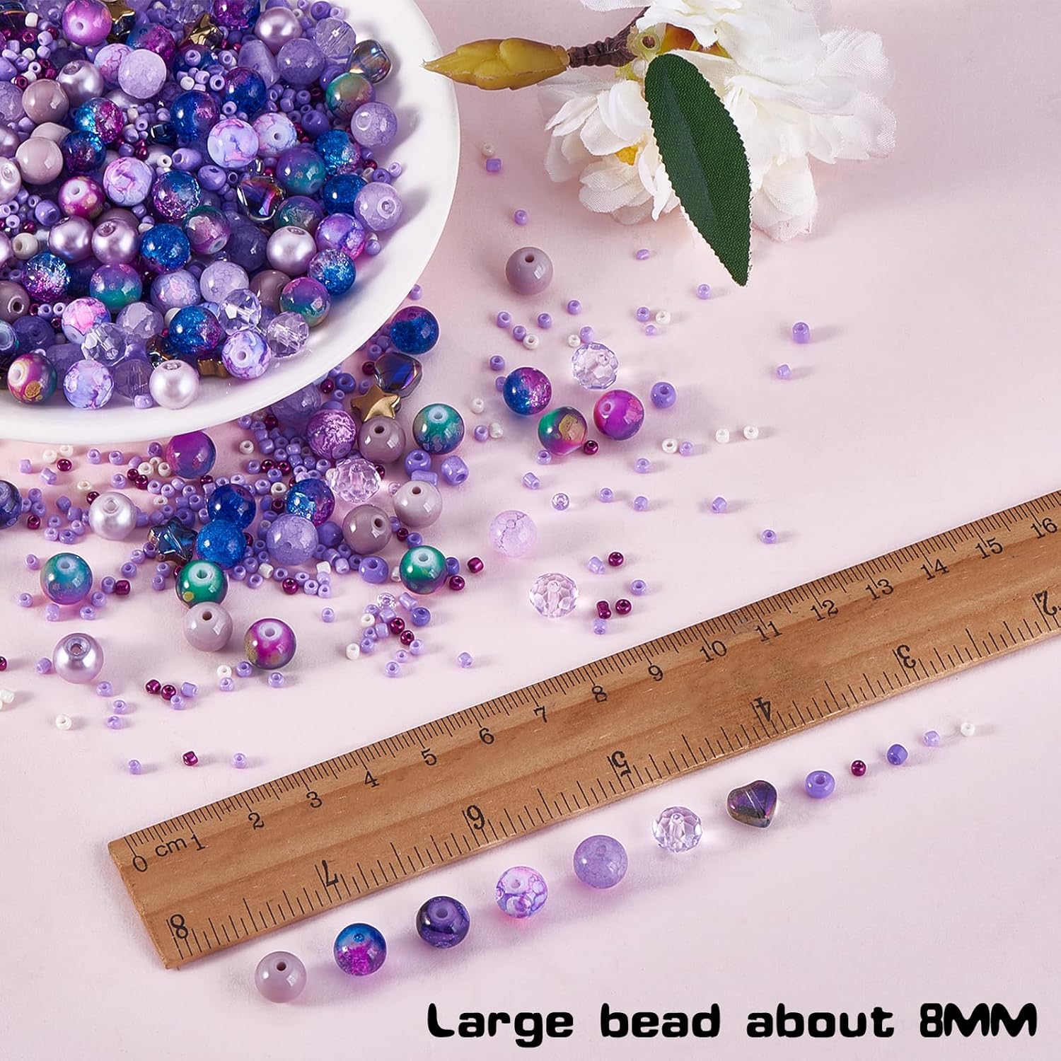Ornaland 2 Pack Glass Beads for Jewelry Making Round Assorted Crack Bulk Aesthetic Crystal Seed Beads for DIY Jewelry Bracelet Neckalce Earring Making(Purple) - Image 2