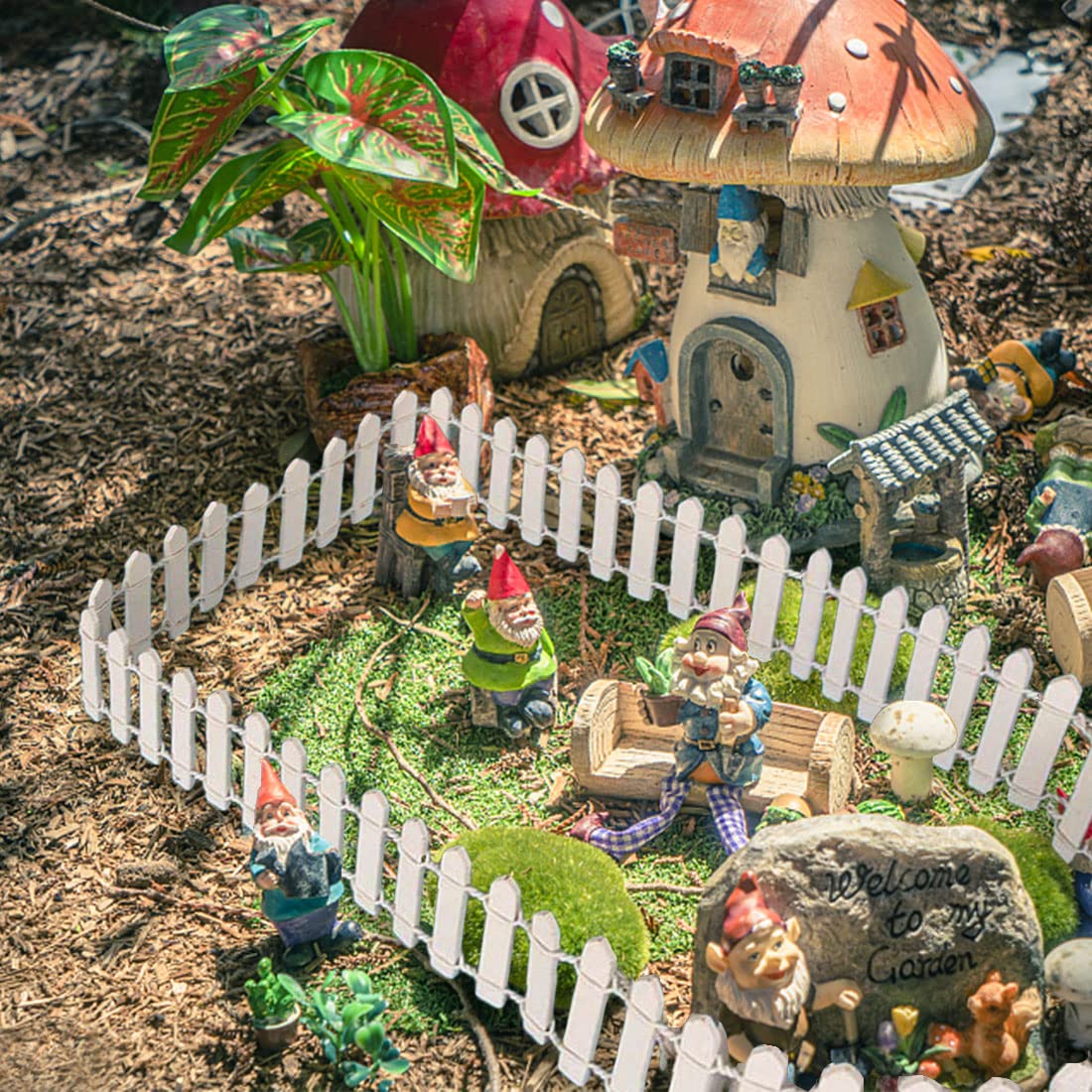 Miniatur Gartenzaun Aus Holz – 90 Cm Lang, Mit LED-Lichtern & Ranken – Perfekt Für Wichtelhaus, Feengarten & Weihnachtsdekoration