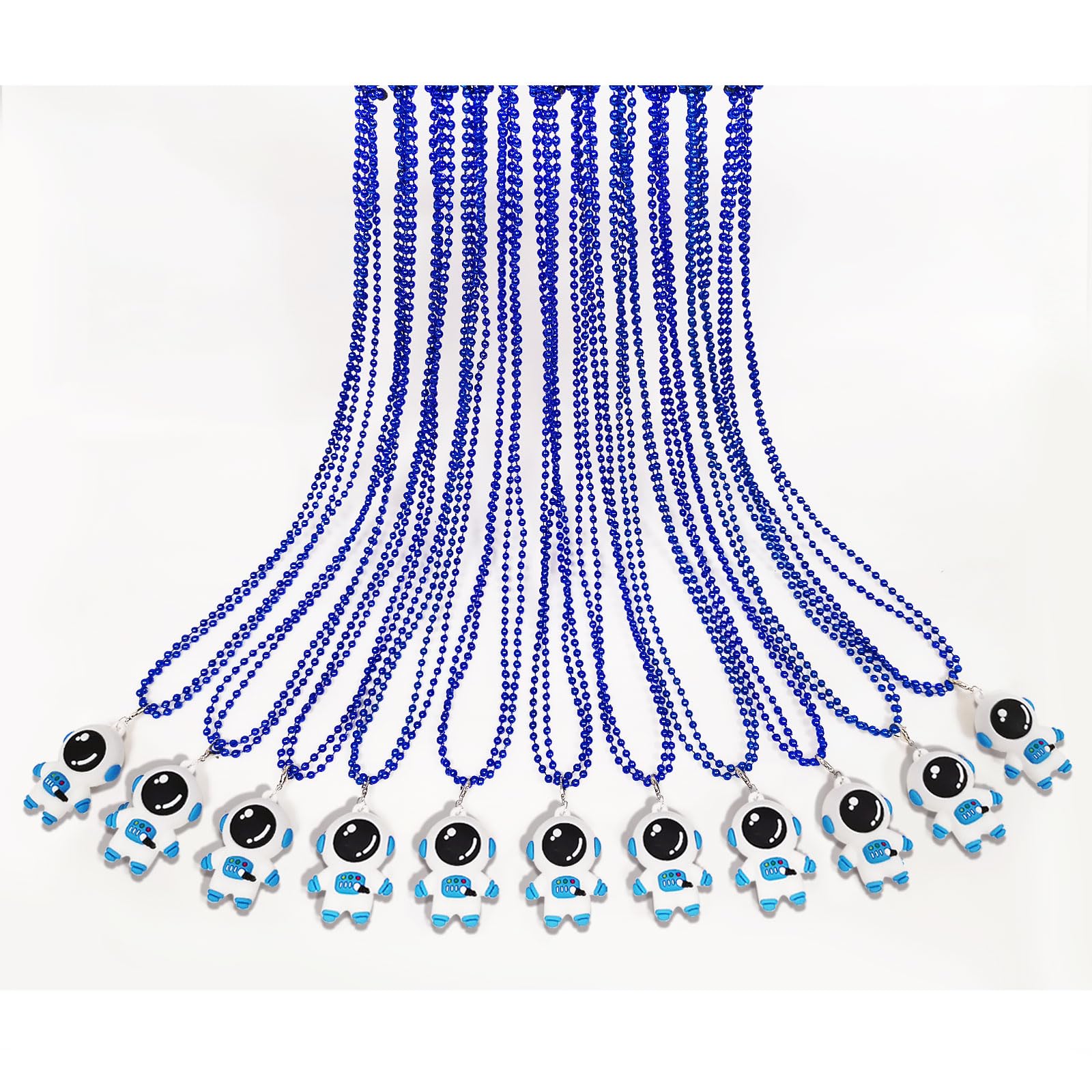 CiciBear 18 Pack Astronaut Necklace Party Favors with Mardi Gras Beads for Outer Space Party Favors, Wedding,Boy Kids Birthday Celebrations, Blue
