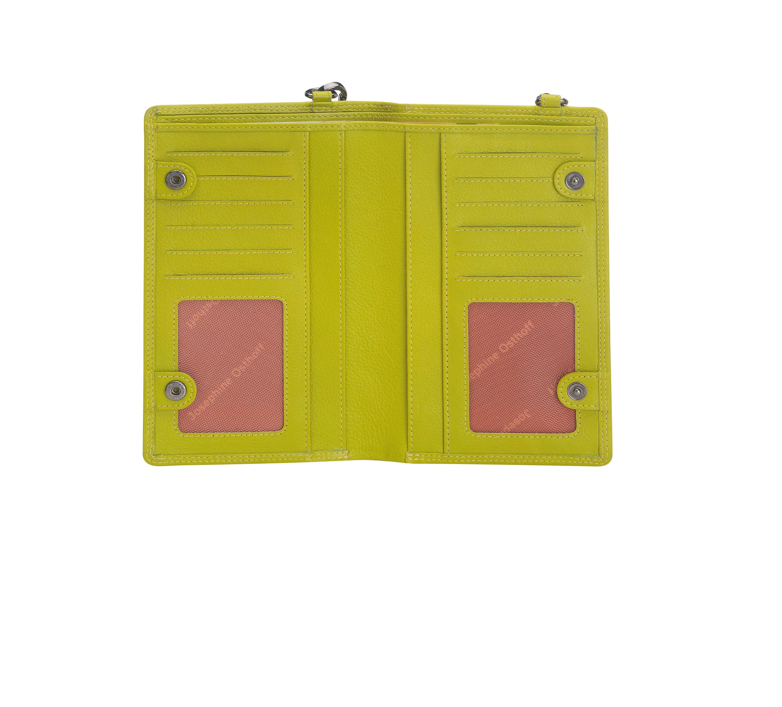 München etui na telefon komórkowy do zawieszenia z portfelem z prawdziwej skóry z ochroną RFID, Limone, 18 x 12 x 3,5 cm
