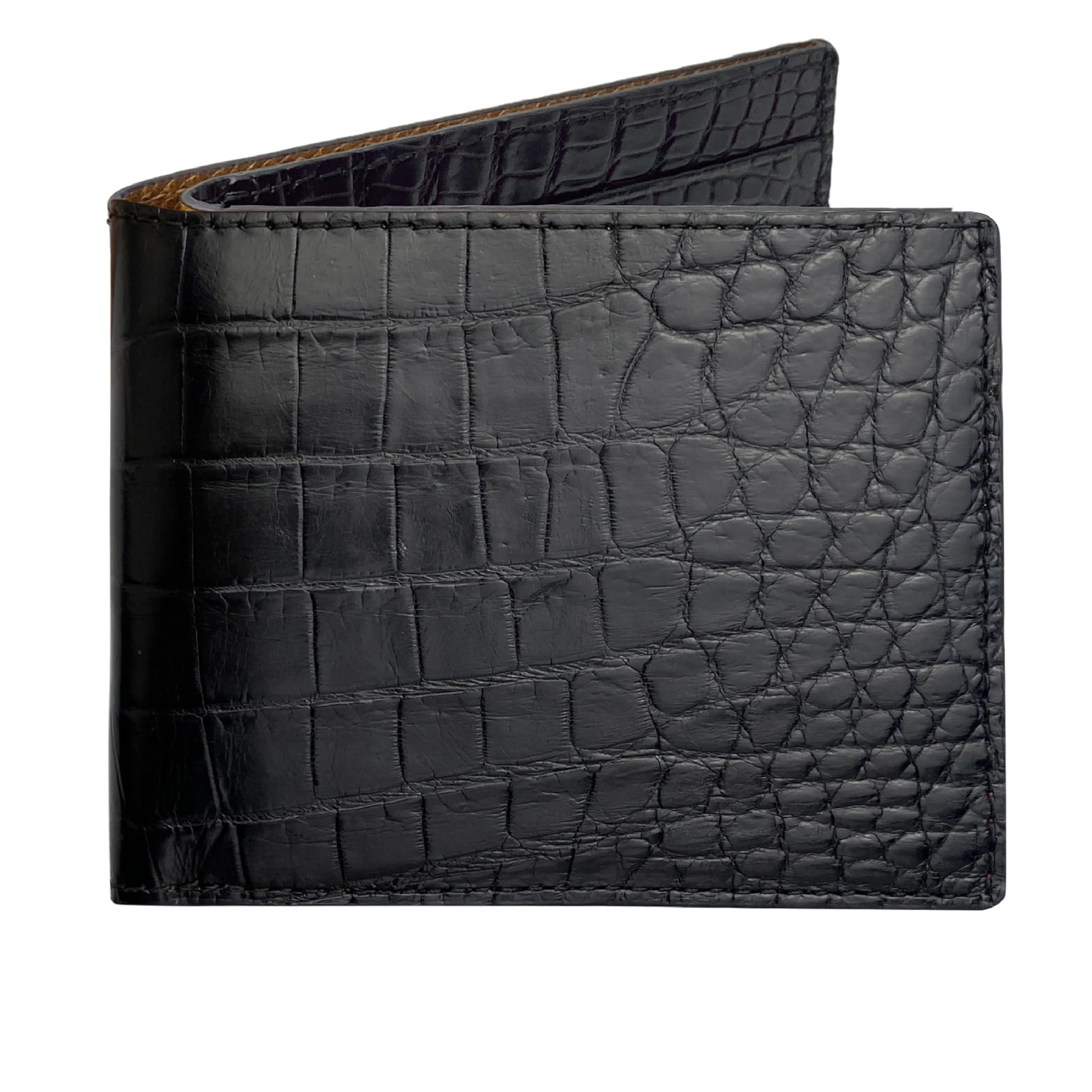 HATA Black Bifold Leather Wallet for Men, Exotic Double-Sided Leather Wallet with RFID Blocking, Slim Credit Card Holder, Handmade Gift for Birthday, Anniversary, Father’s Day VILE-111