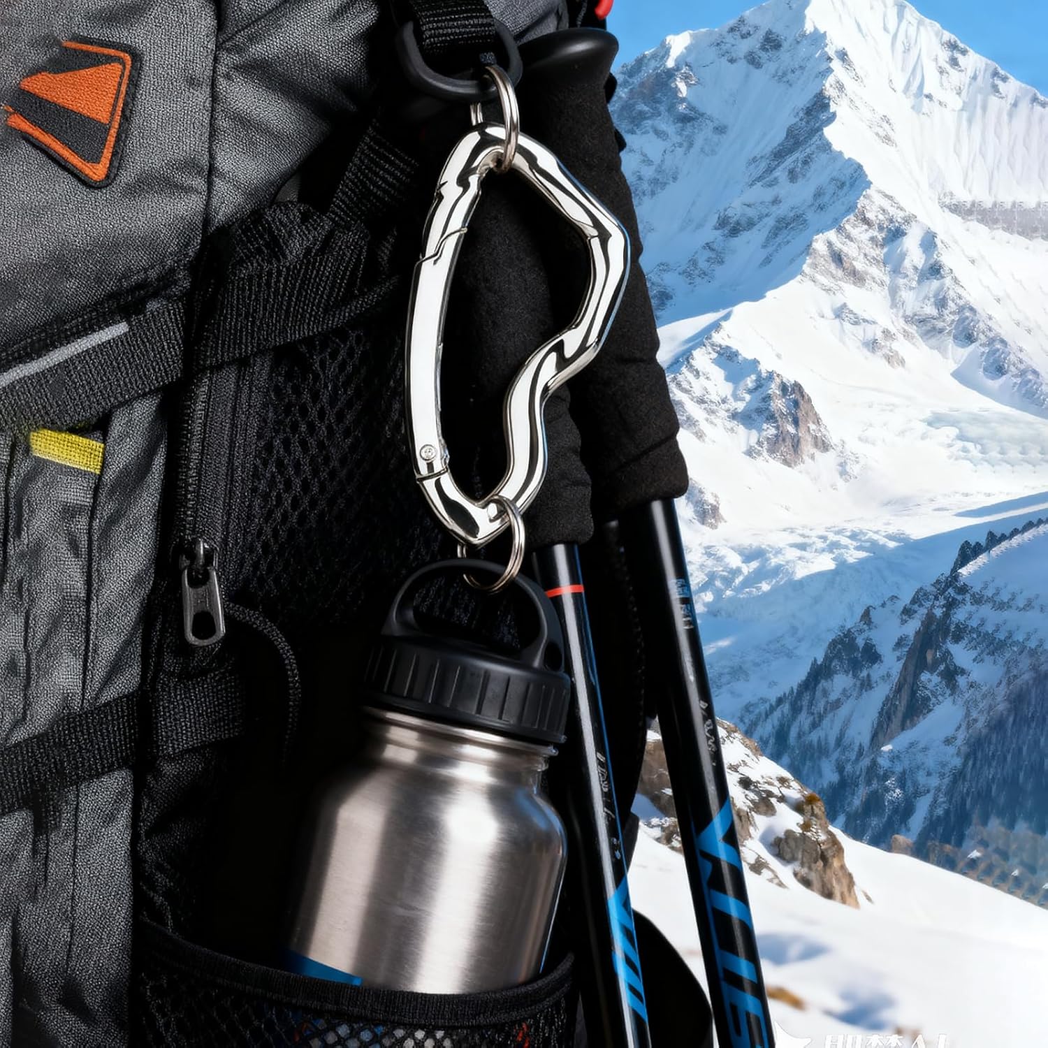 2pcs Cute Y2K Carabiner Keychain Clips, Silver Cool Multi-Use Carabiner Hook Key Ring, Heavy Duty Metal Keychain Clip for Outdoor Hiking Travel Daily Accessories - Image 4