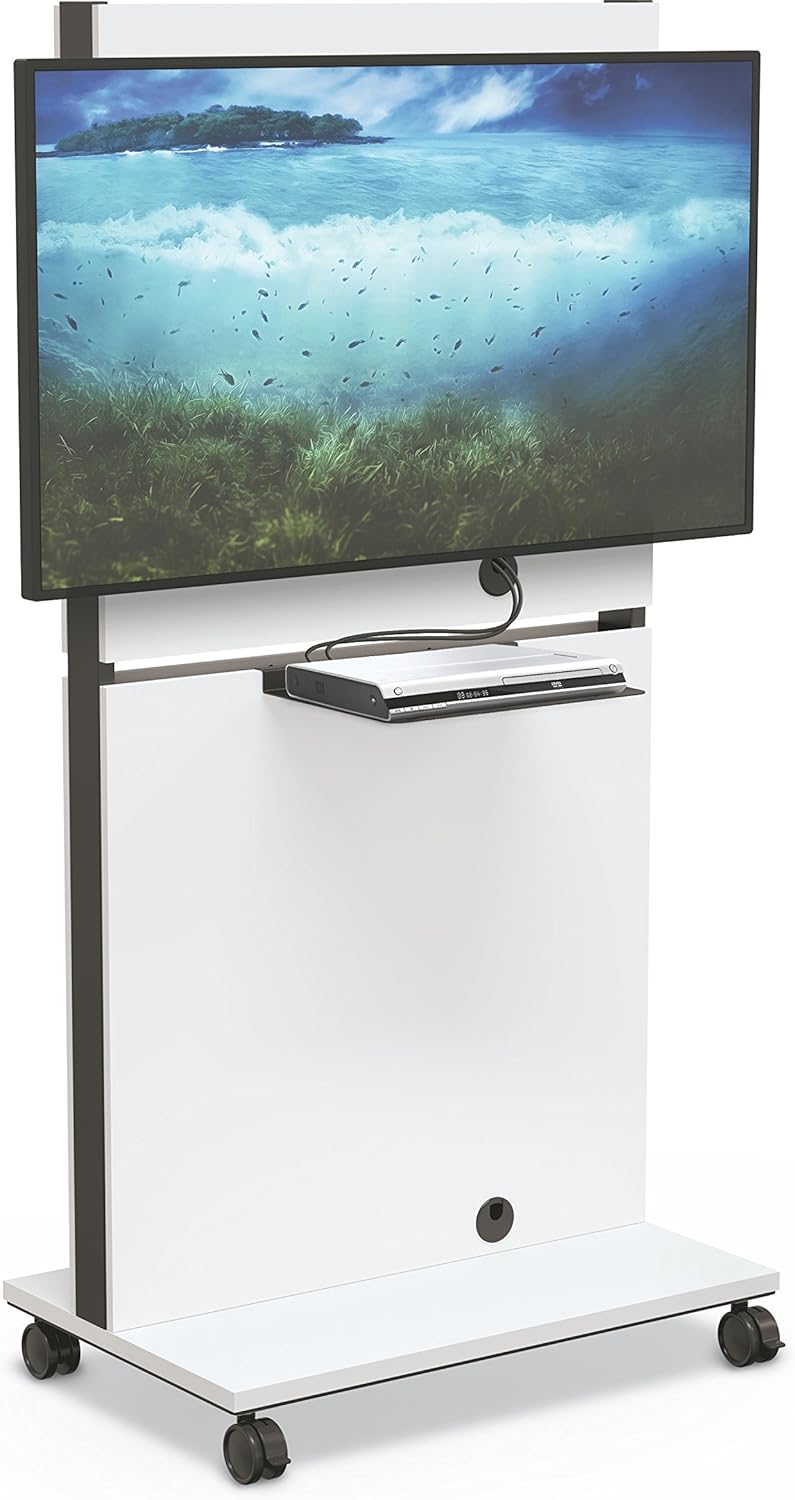 Balt Media Space Mobile Flat Panel TV Cart, White, 70"H x 34.1"W x 21.8"d
