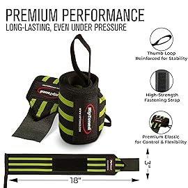 Rip Toned Wrist Wraps for Weightlifting - USPA & USAPL Approved 18 Wrist Straps for Powerlifting - Adjustable, Durable Gym Wraps with Thumb Loop - Maximum Support for Men & Women - Green Stiff