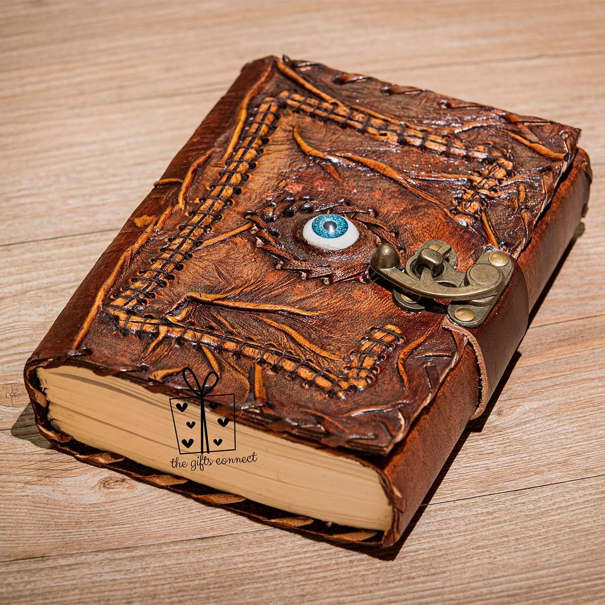 Handcrafted Evil Eye A4 Notebook for Journalist Leather Covered Handmade Present Notebook Gift for Detective