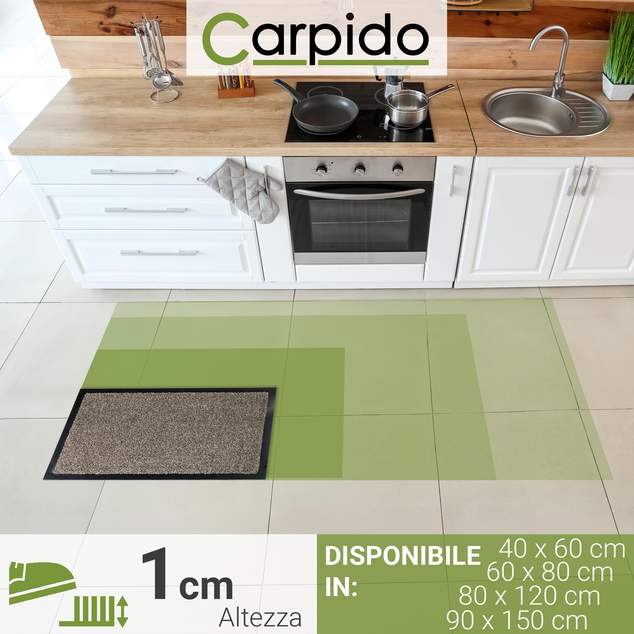 Zerbino Calcite Antiscivolo Per Interni Ed Esterni | 40x60 Cm | Marrone | Resistente Alle Macchie E Assorbente