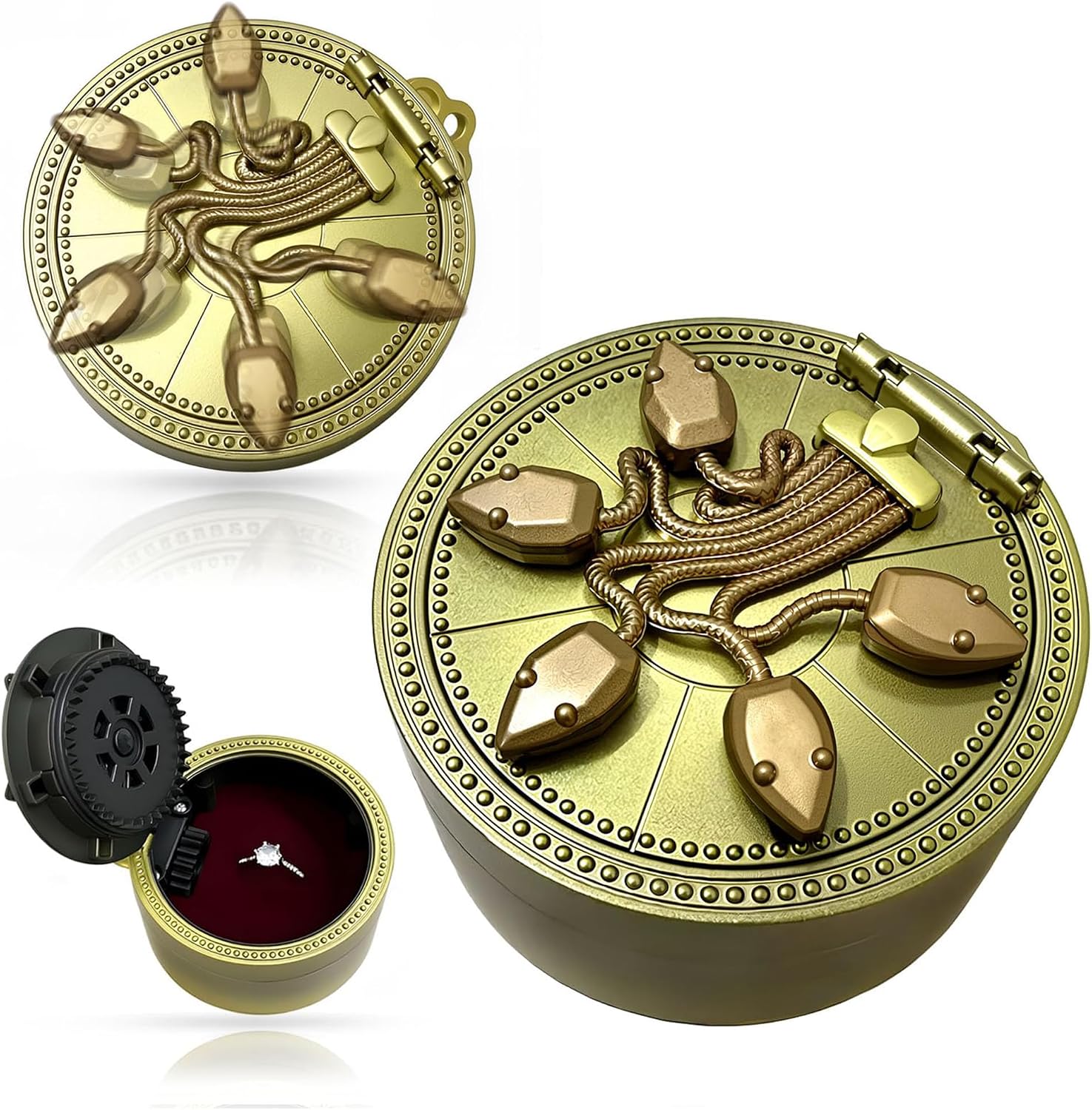 Five Serpent Gate Storage Box, Key-Activated Gothic Keepsake Treasure Chest