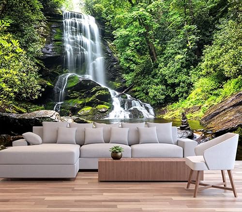 Miniatura 28 de Mural de pared con imagen de bosque y arroyo, papel tapiz grande con escena natural para dormitorio, sala de estar, fondo de TV, sofá, pared (no es