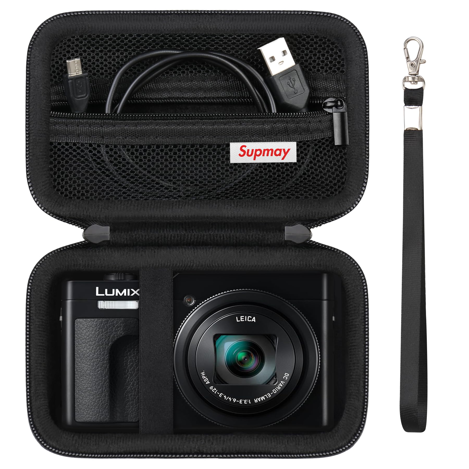 Supmay Camera Case for Panasonic LUMIX ZS99 Point and Shoot Camera/LX10 ZS200D ZS200 ZS80D ZS80 ZS100 ZS70 ZS60 Camera, Protective Case Bag with Mesh