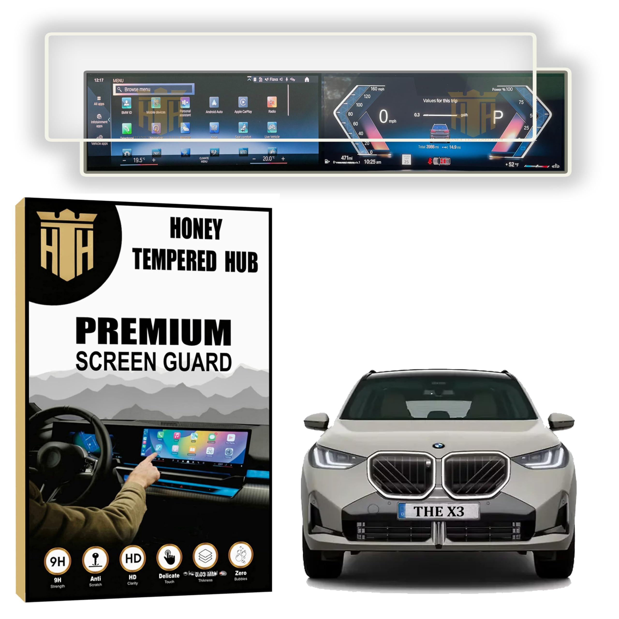 Glossy Screen Guard For NEW BMW X3 2023-2026 /12.3 INCH INFOTAINMENT + INSTRUMENT CLUSTER GUARD / SPORT & xLINE /Anti Scratch / Anti Fingerprint / bmwx3Car Display Accessories [Not Tempered Glass]-image-37