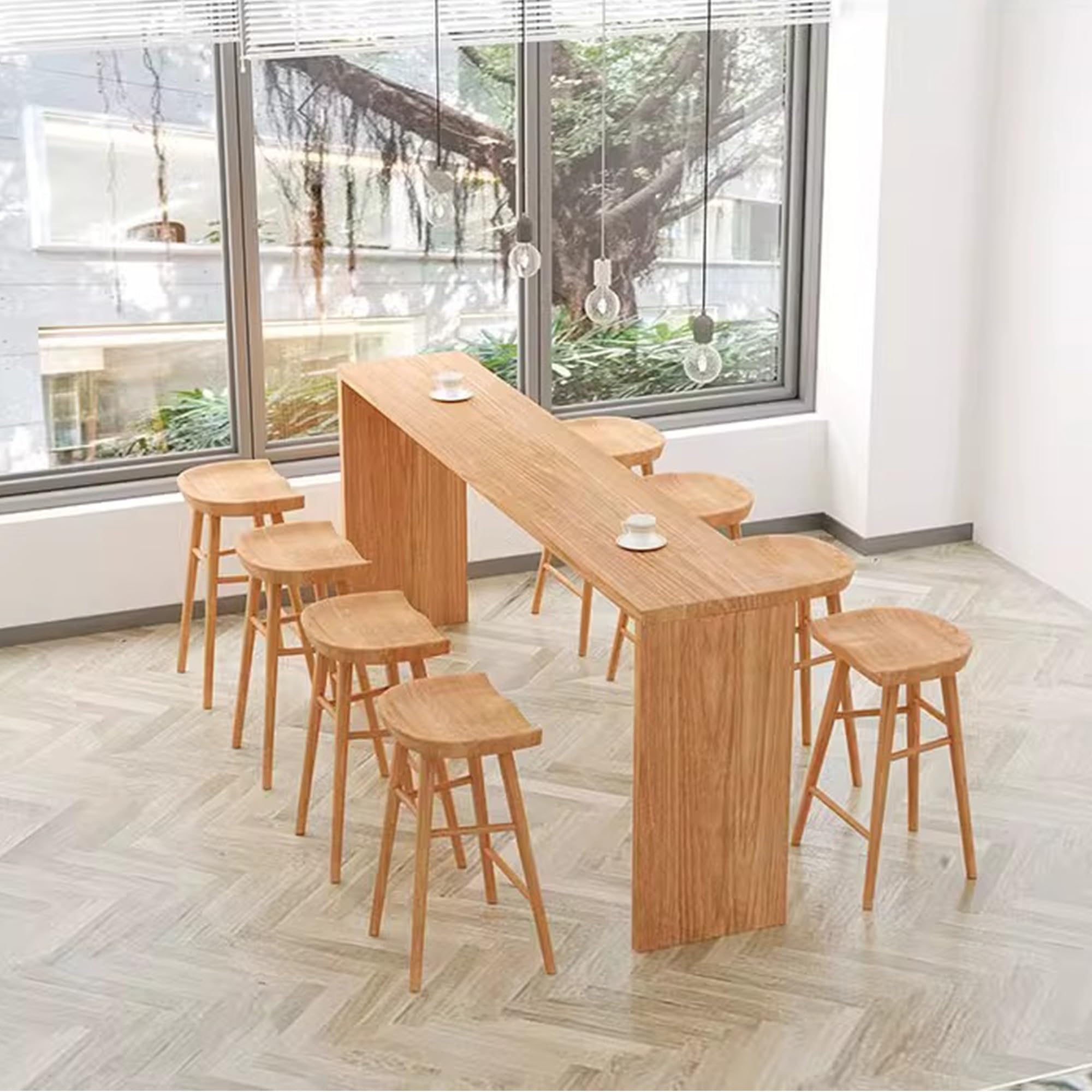Mesa Alta de Bar de Madera para Restaurante Cocina Cafetería Comedor(120cm/47.2in)