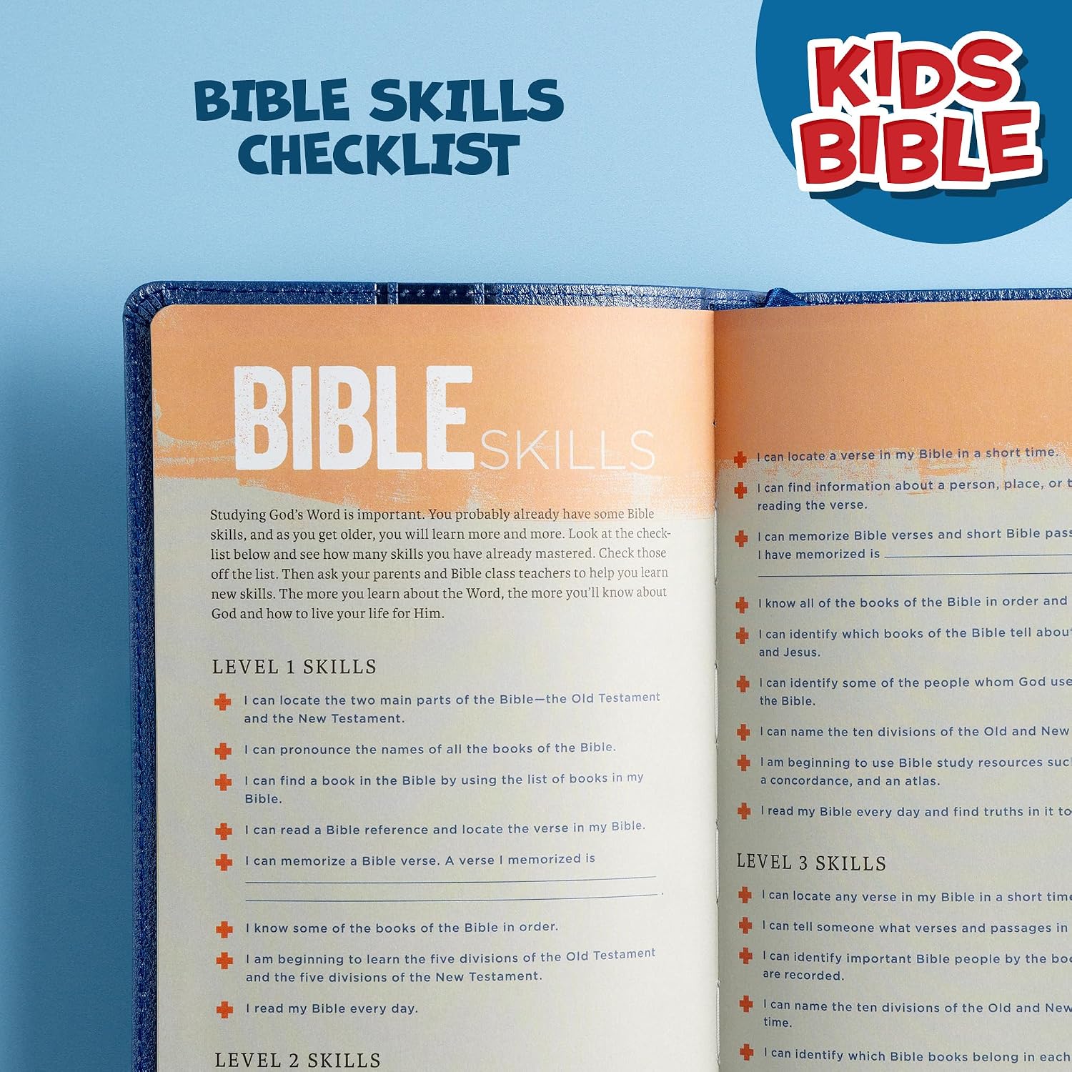 KJV Kids Bible, Royal Blue LeatherTouch, KJV Holy Bible, Red Letter, Presentation Page, Study Helps for Children, Full-Color Inserts and Maps, Easy-to-Read Bible MCM Type