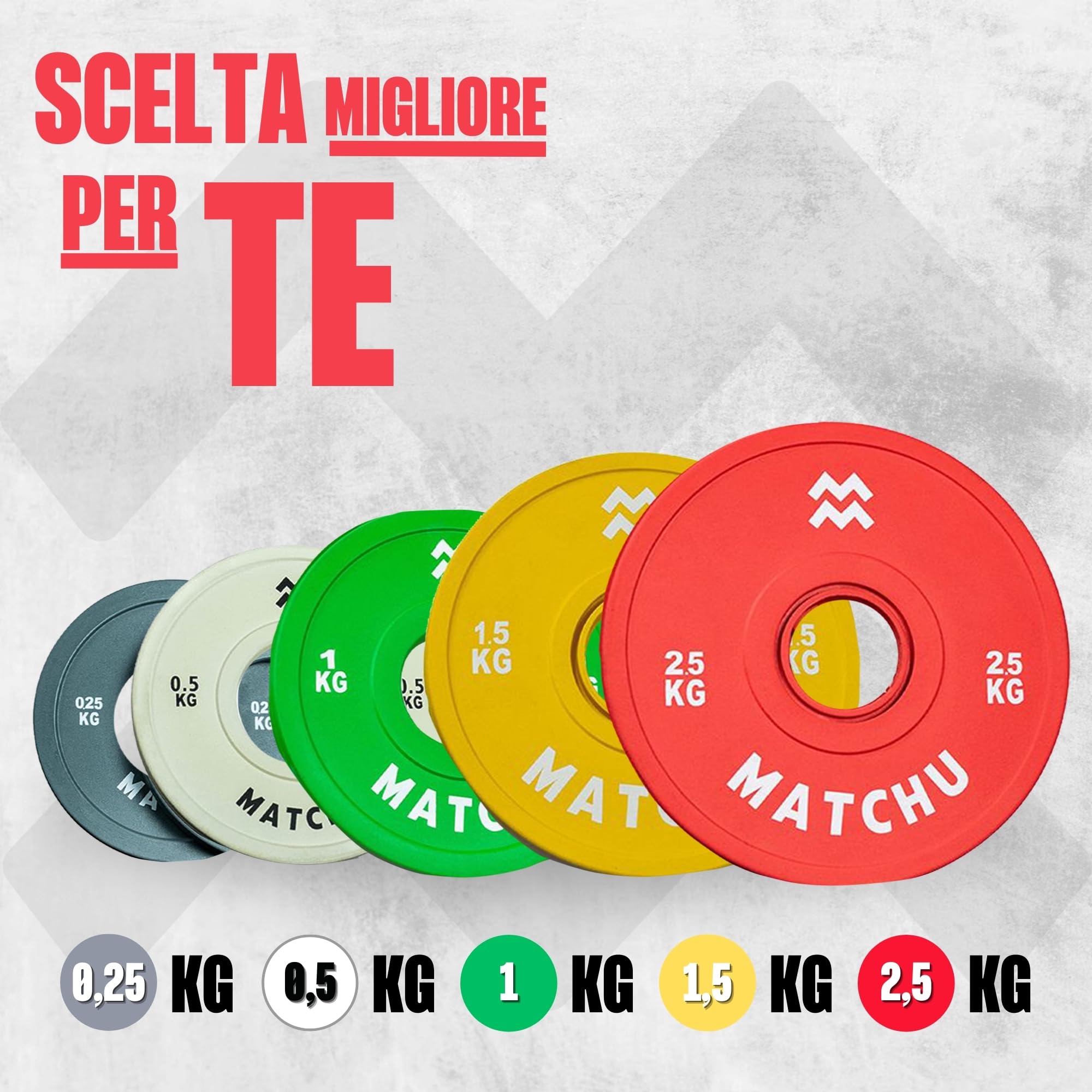 MATCHU - Mini dischi manubri - (2X) 0,25-2,5 KG - Diametro anello centrale 50mm - Grigio - Set di 2 pezzi - Dischi per manubri - Paraurti - Dischi di peso