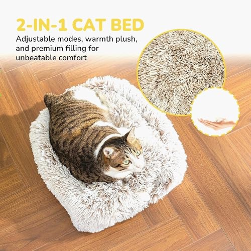 Miniatura 4 de CATISM Cama para gatos, cueva para gatos de interior, cúpula suave para gatos, autocalentable 2 en 1, casa plegable para gatos con almohada