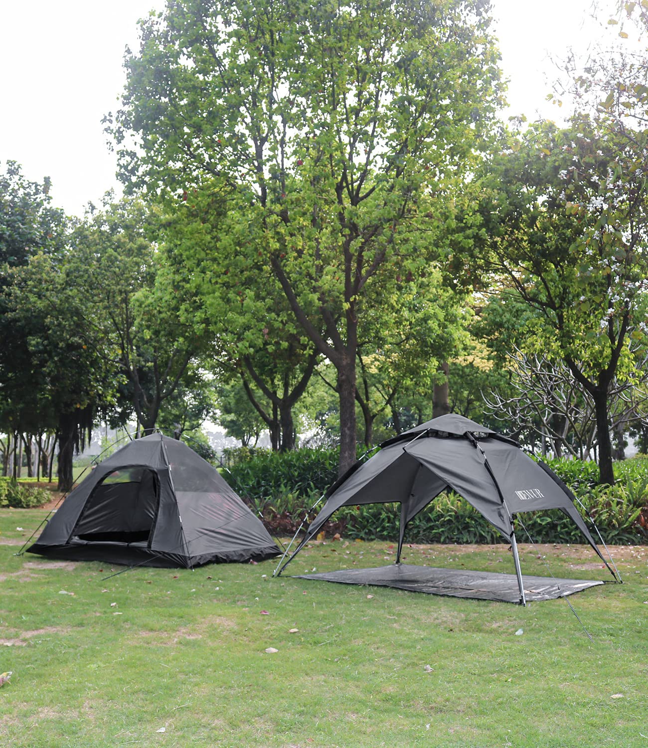 DEWUR Namiot kempingowy dla 2-4 osób, wodoszczelny, rozkładany namiot kopułowy, namiot rodzinny, namiot plażowy, namiot pawilonowy, ochrona przed promieniowaniem UV, do trekkingu, kempingu, aktywności na świeżym powietrzu, festiwalu