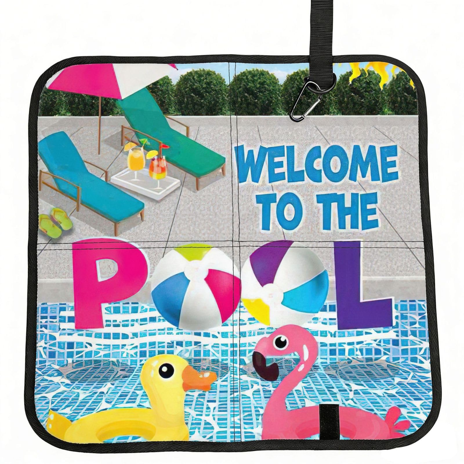 bghdfa Flamingo And Swimming Pool Print Outdoor Sitting Mat Waterproof Oxford Cloth Seat Cushion Folding Foam Camping Seat For Picnic