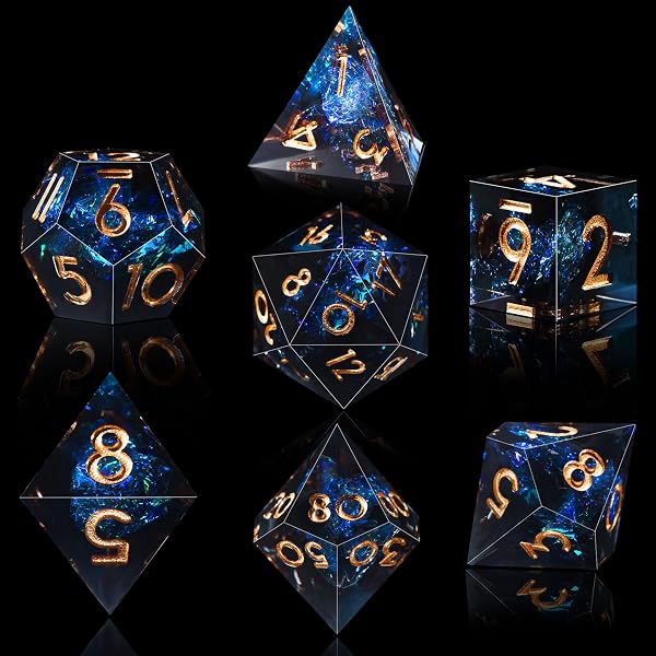 SIQUK 7 Stück Polyedrische Würfel Set 7 Polyedrische Würfel D4 D6 D8 D10 D12 D20 D% Spielwürfel für Dungeons and Dragons DND RPG MTG, Dunkler Stern - 1