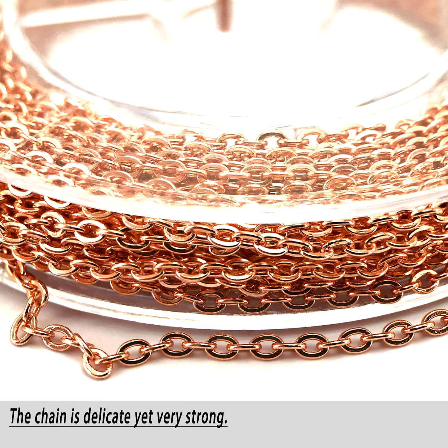 AKHAT - Rose Gold Plated Necklace Chains Material Solid Stainless Steel with 20 Lobster Clasps and 50 Jump Rings for Jewelry Making(27 Feet/9 Yards, 2.0mm)