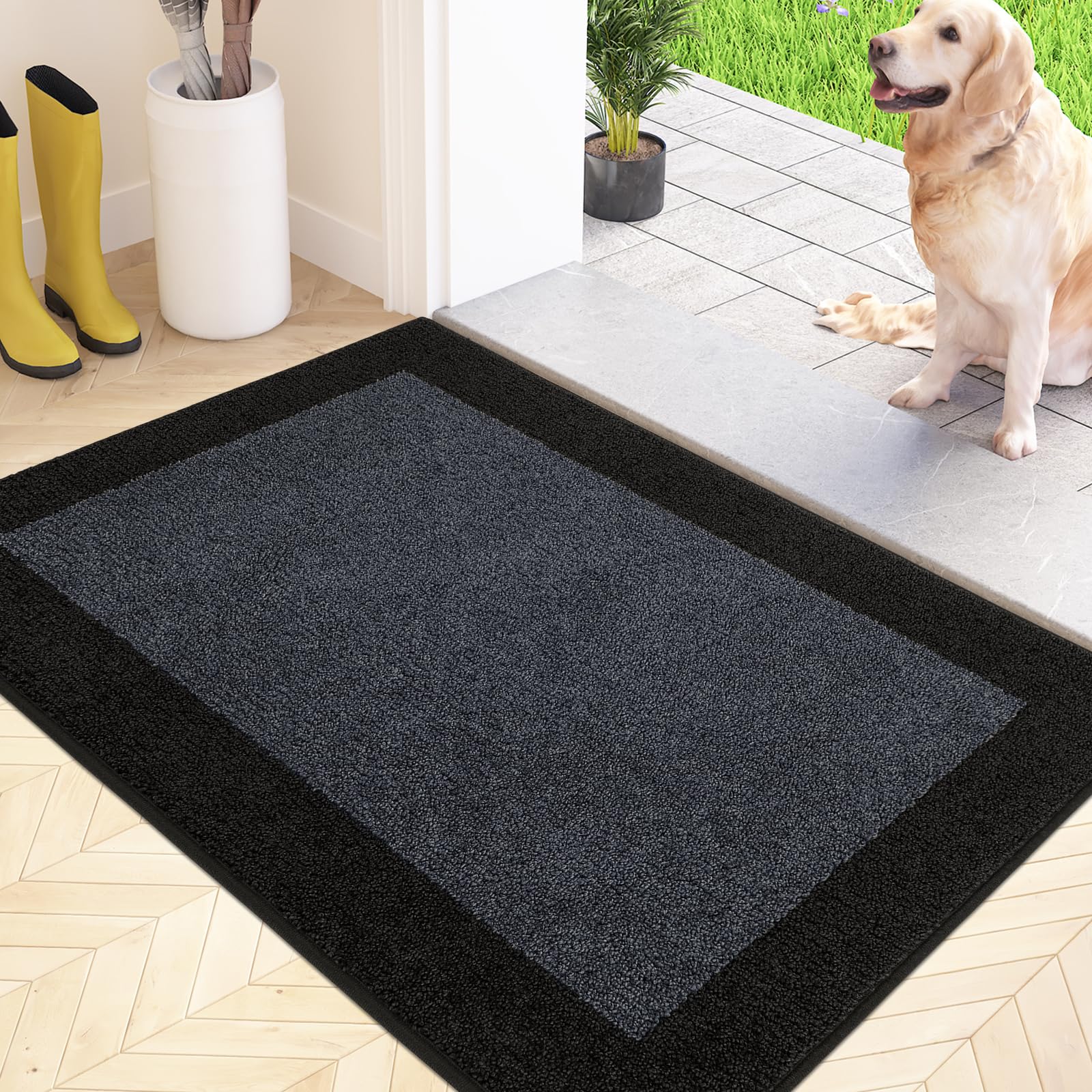 FCSDETAIL Dirt Trapper Indoor Door Mat 60 x 90 cm, Non-slip Entrance Rug, Machine Washable Dog Doormat, Inside Floor Mat for Entryway, Muddy Shoes & Paws โ image 1