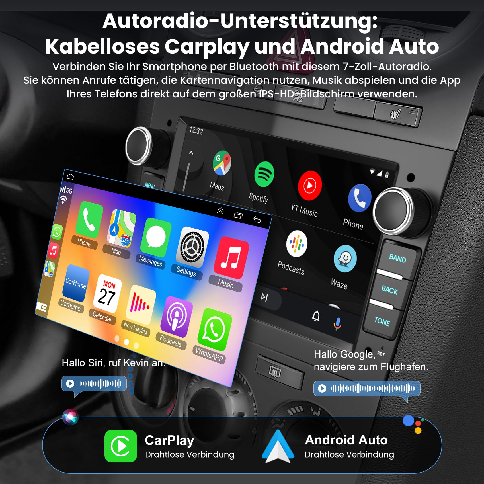 5G WiFi Upgrade Autoradio für Opel Astra Meriva Corsa Antara Vectra Combo Zafira, Touchscreen Opel Radio mit Wireless Carplay Android Auto Sprachsteuerung Bluetooth GPS FM DSP