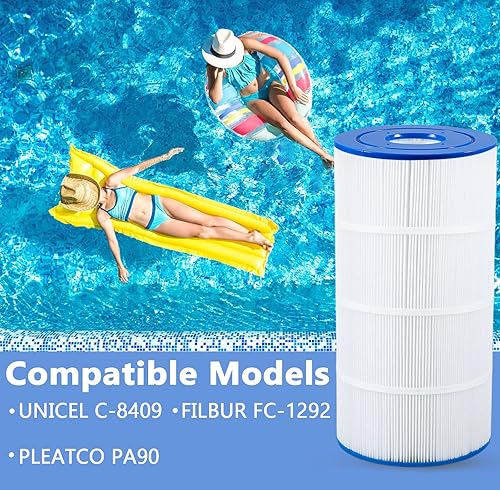 Miniatura 3 de Filtro de piscina compatible con Hayward CX900RE, C900, Pleatco PA90, Unicel C-8409, Filbur FC-1292, Sta-Rite PXC95, fácil de limpiar y reutilizar,