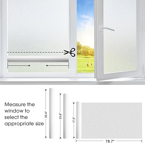 Miniatura 8 de Coavas Película de privacidad para ventana, película de vidrio esmerilado, película para ventanas de baño, película de esmerilado de ventana de día