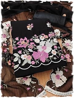 Pandadi Saree Women's Cotton Embroidery Unstitched Salwar Suit Dress Material Price In India