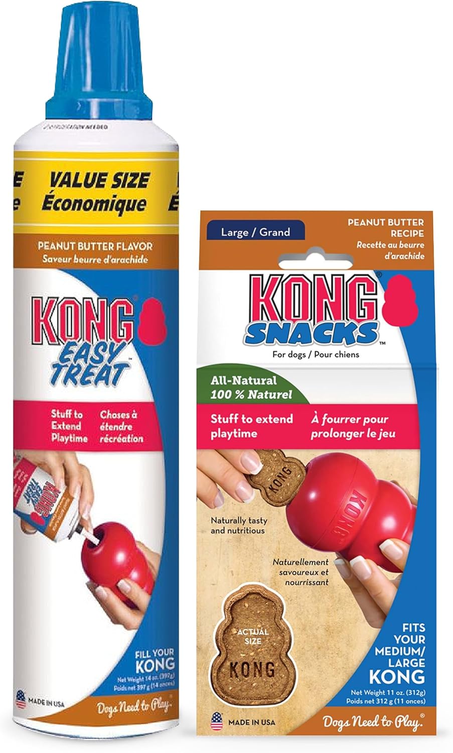 KONG Easy Treat 14oz & Snack Combo, Peanut Butter - Large