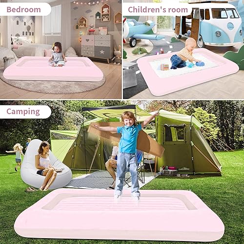 Miniatura 6 de Colchón de aire para niños colchón de aire portátil rápido para niños, superficie con felpa suave y cómoda, ideal para sala de estar, habitación y