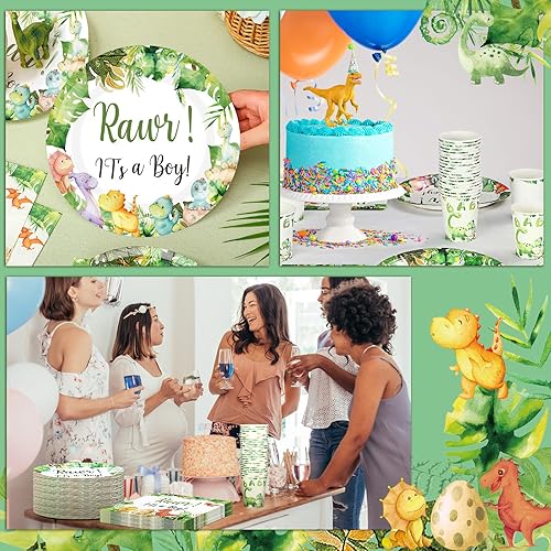 Vista 97 de Hushee Juego de 200 platos florales de papel para baby shower, servilletas, tazas, suministros de fiesta de baby shower, juego de vajilla desechable