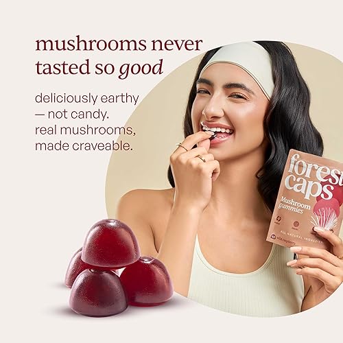 Miniatura 3 de Forest Caps Gomitas de hongos  Melena de León, Reishi y Cordyceps  Enfoque, calma y energía natural  Extractos corporales frutales orgánicos