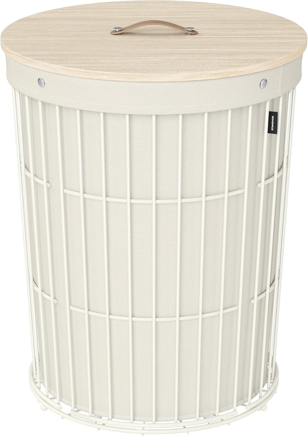 SONGMICS Laundry Hamper with Lid, Round Laundry Basket, 25 Gallons (95 L), Versatile, Removable Fabric Liner, Large Capacity, for Laundry Room, Bedroom, Living Room, Ink Black ULCB160B01V1