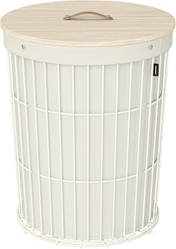 SONGMICS Laundry Hamper with Lid, Round, 25 Gallons 95 L