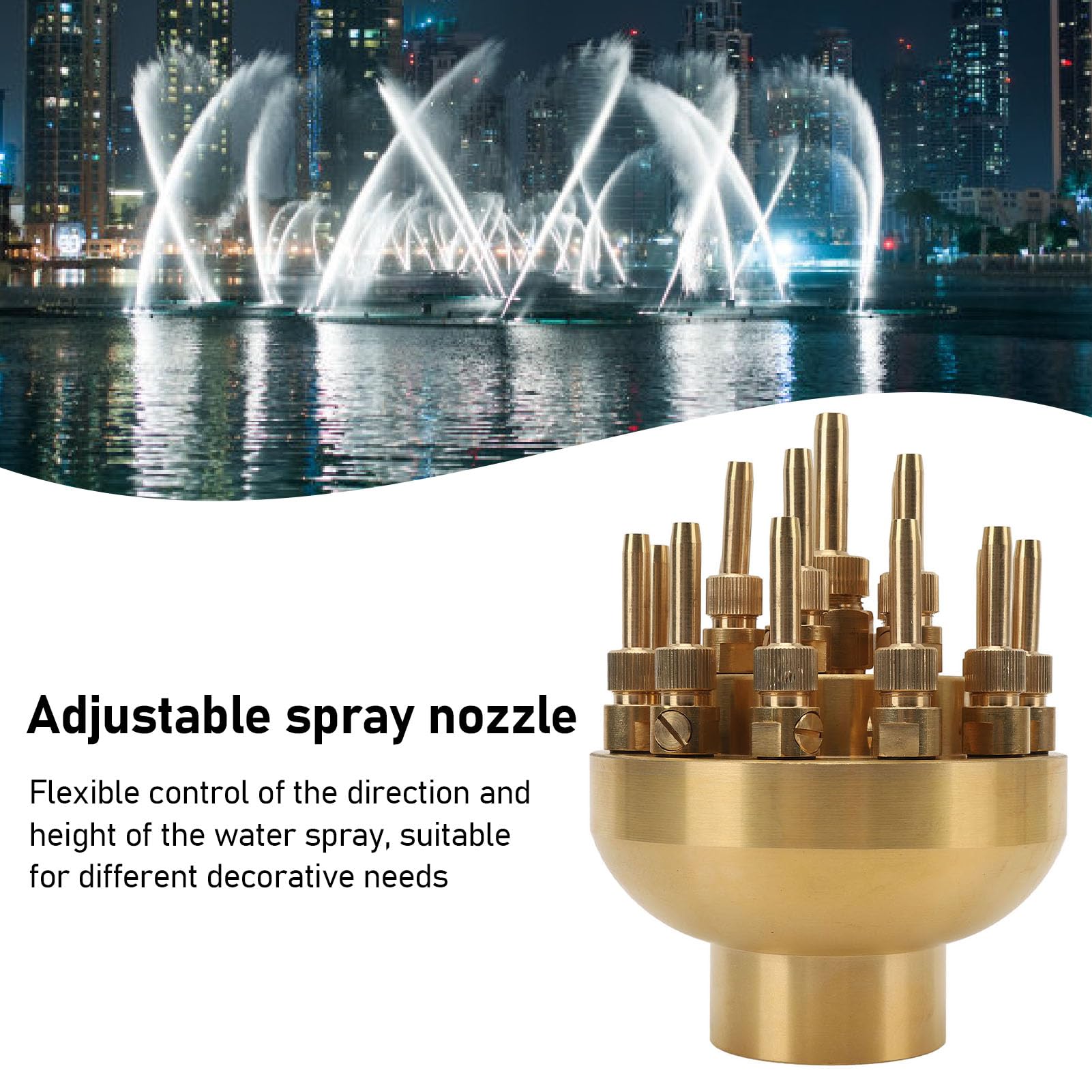 Boquilla de Fuente de Latón, G2 Pulgadas DN50 Cabezales de Boquilla para Fuente de 3 Niveles para Piscina de Estanque Cabezal Rociador de Aspersores con Boquilla de Latón de