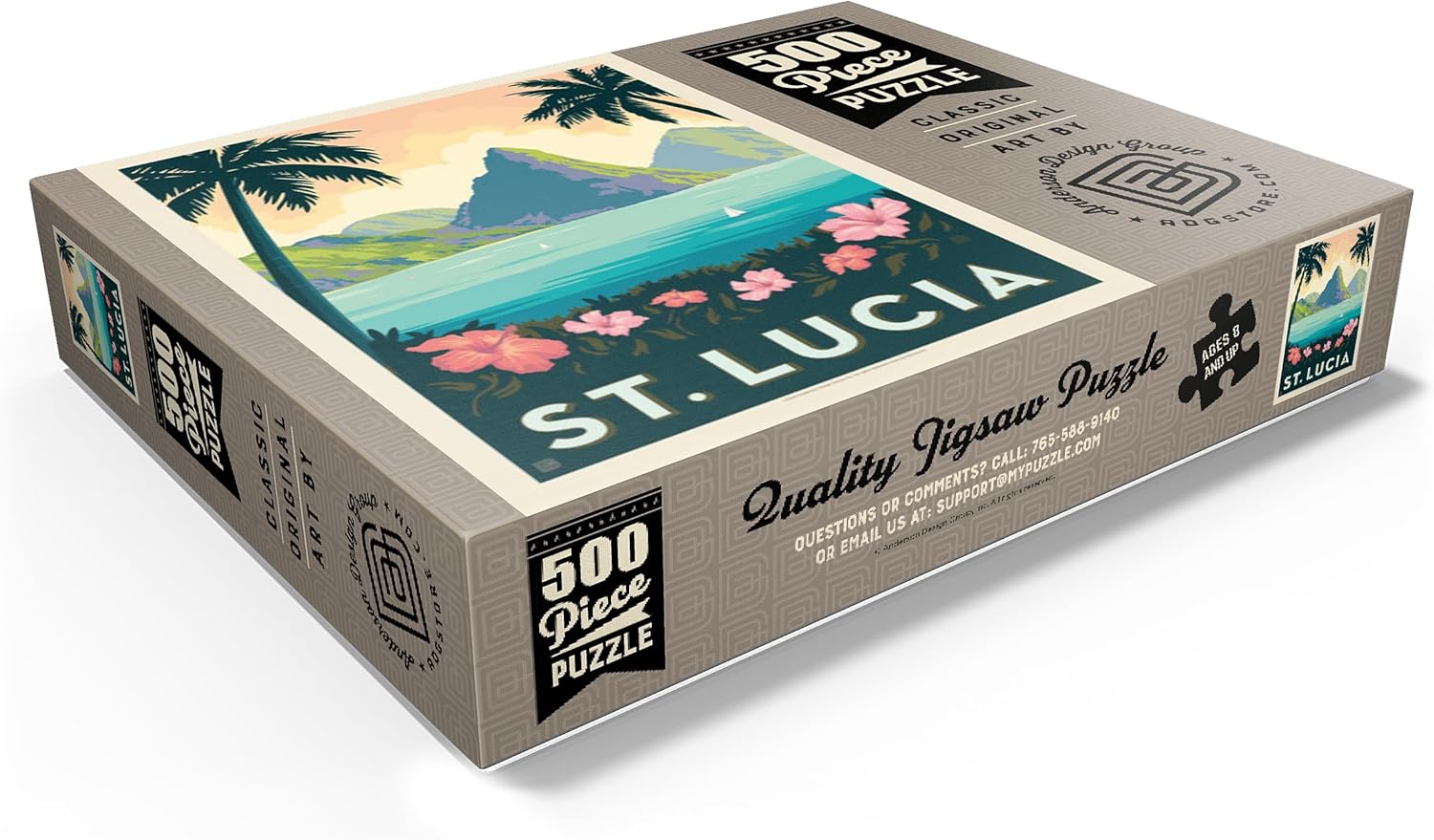 MyPuzzle Saint Lucia, Vintage Poster - Premium 500 Piece Jigsaw Puzzle for Adults