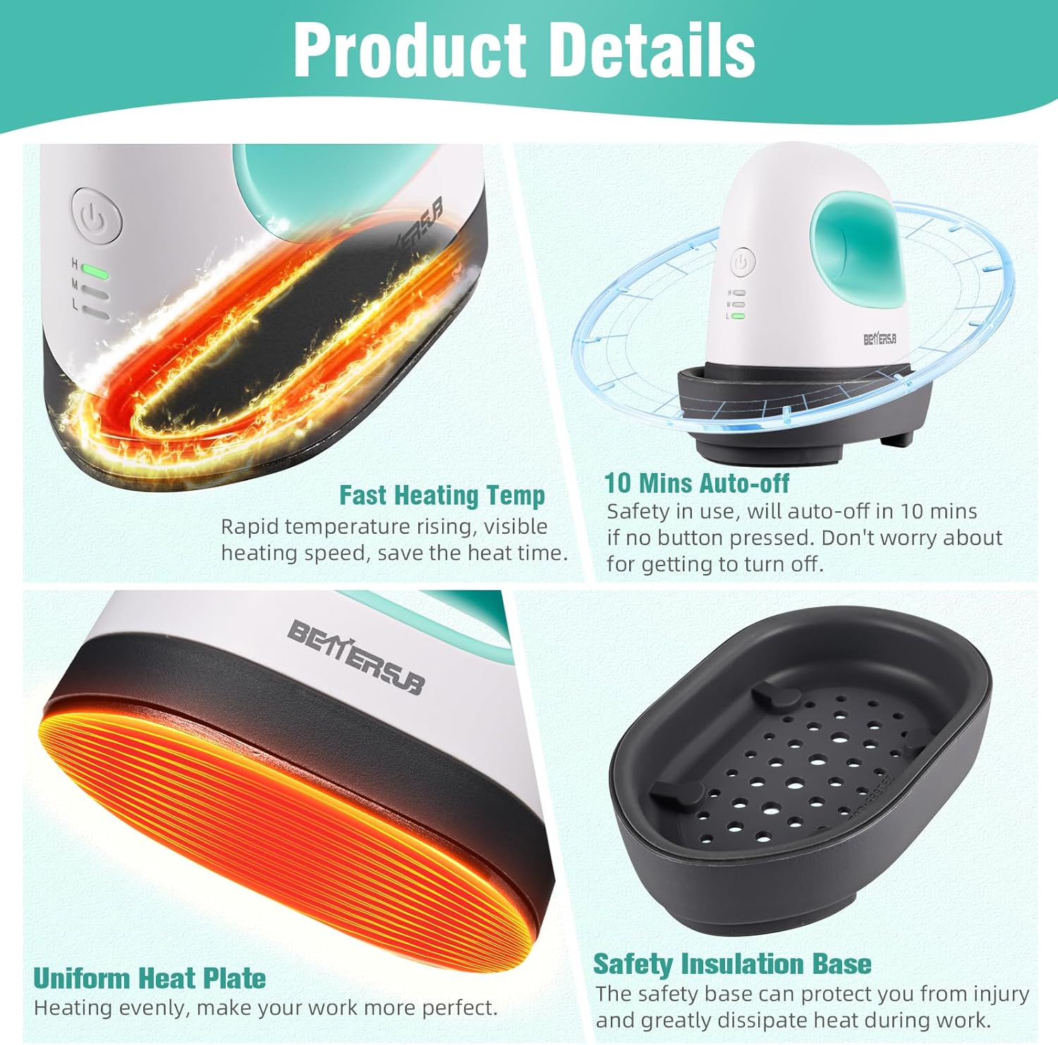 BetterSub Mini Heat Press Machine, Small Heat Press Portable Iron Press Machine, Sublimation and HTV Vinyl Shirt Press Machine for Hat, Bags, Heating Transfer Small Projects (Teal)