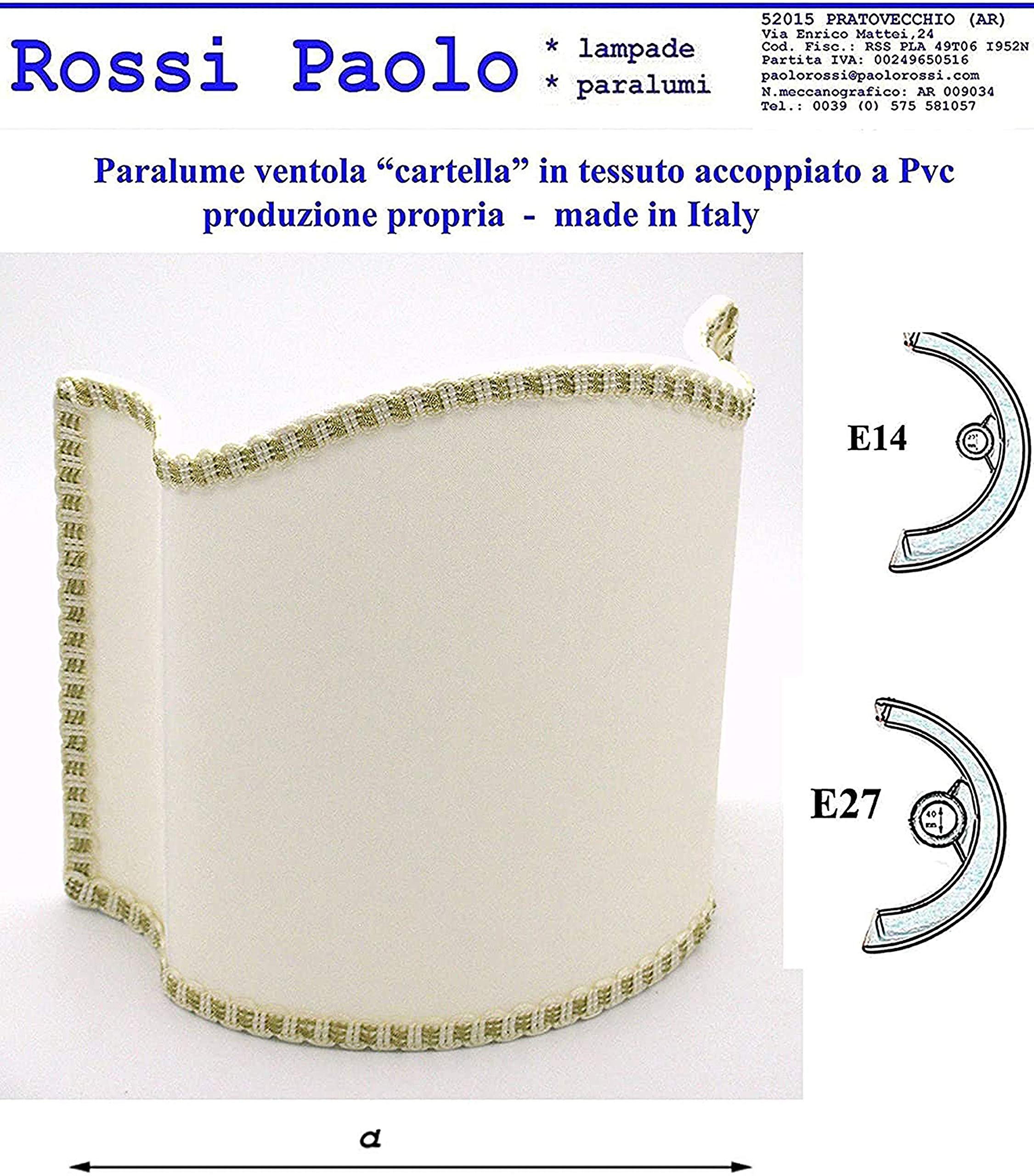 Paralume mezzo ventola Cartella in tessuto e PVC - produzione propria - made in Italy (cm 50)